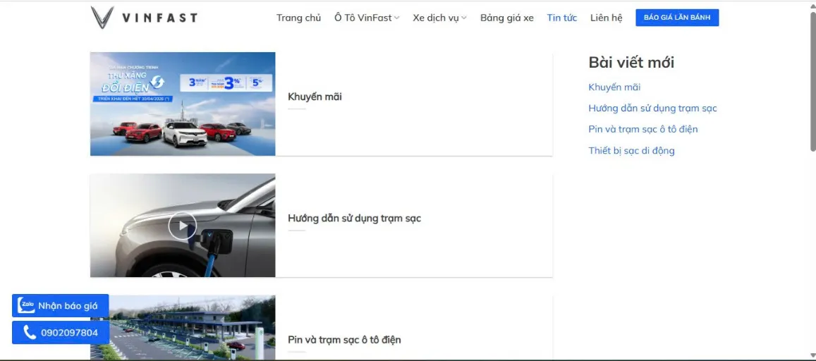 Website vinfast cũng thường xuyên cập nhật những tin tức mới nhất từ công ty cũng như thị trường ô tô toàn cầu. Điều này không chỉ giúp khách hàng nắm bắt được xu hướng mới mà còn đưa ra những quyết định mua sắm thông minh hơn.Bên cạnh đó, thông tin về các sự kiện, chương trình khuyến mãi từ VinFast cũng được cập nhật liên tục, giúp khách hàng không bỏ lỡ bất kỳ cơ hội nào. Các bài viết về công nghệ mới, xu hướng tiêu dùng cũng thường xuyên được đăng tải, nâng cao nhận thức và hiểu biết về ngành công nghiệp ô tô hiện đại.